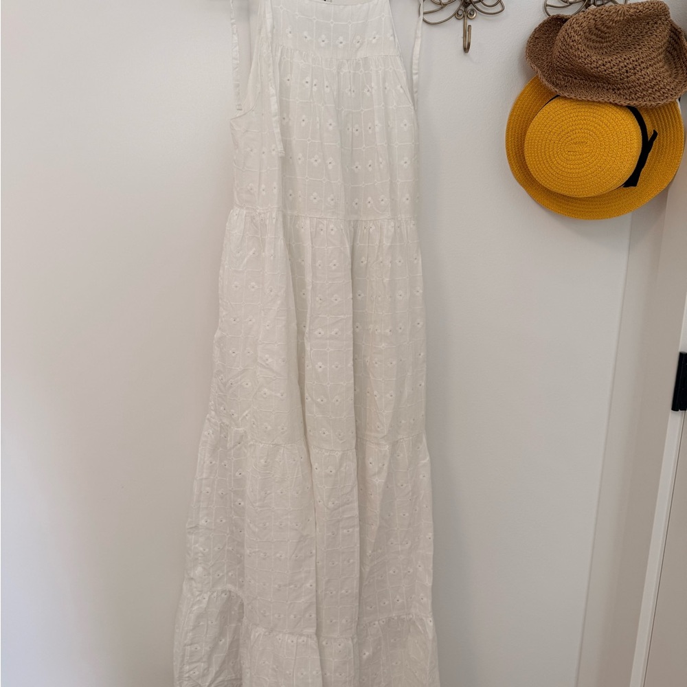 NWT ASOS Design Tiered Eyelet Maxi White Sun Dress